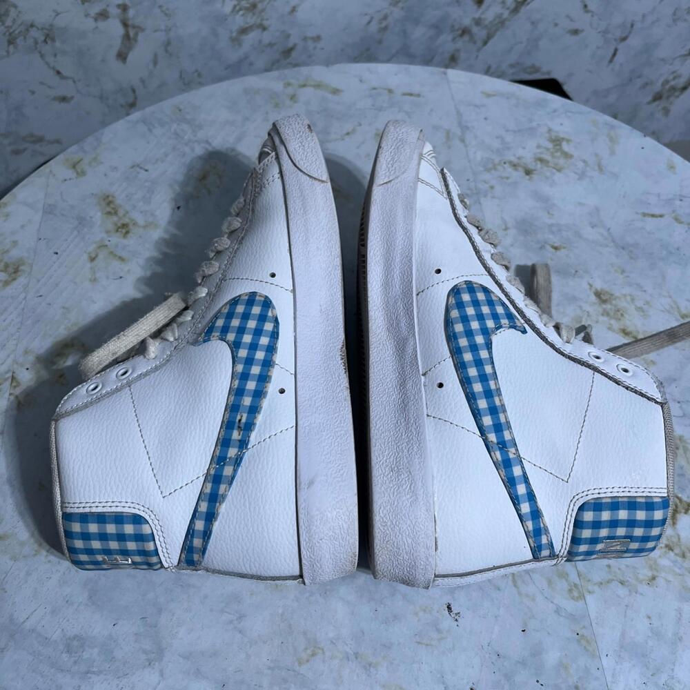 Nike Blazer Mid 77 Gingham Women's Size 8.5 Shoes White Blue Athletic Sneakers - Picture 6 of 15